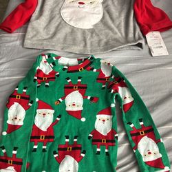 New never worn santa tshirt and fleece sweatshirt - size: 18M