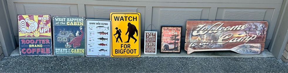 Lot of 7 Cabin and Camp Novelty Signs