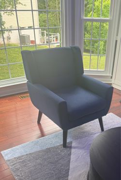 Blue Linen Armchair (Set of 2) - Like New