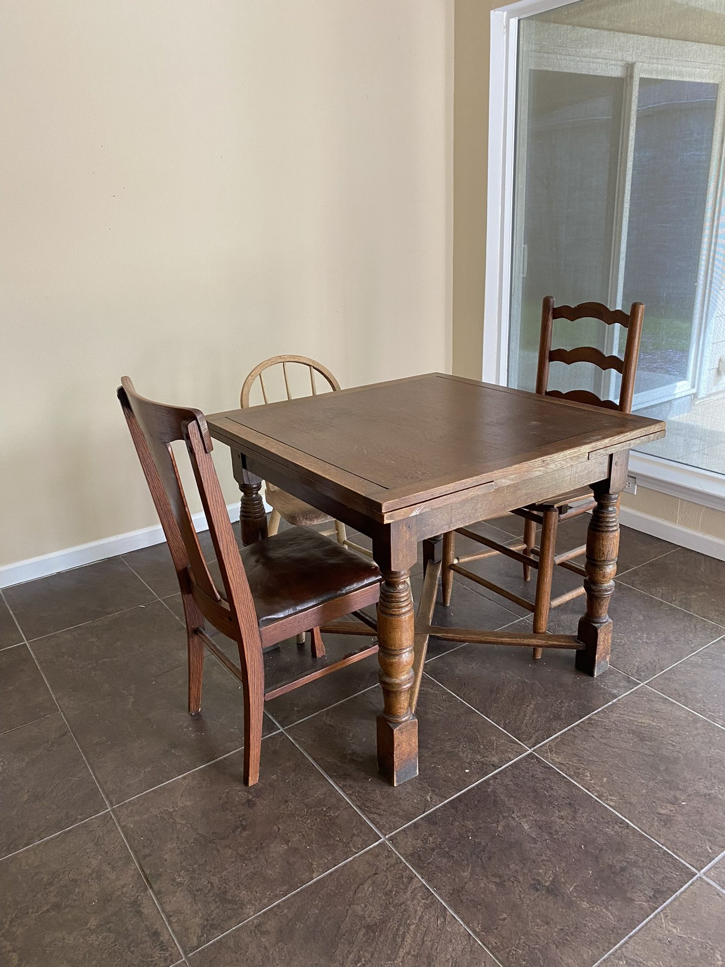 Antique Dining Table And Two Chairs