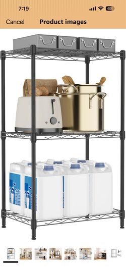M MZG 450 lbs Steel Storage Shelving 3-Tier Utility Shelving Unit Steel Organizer Wire Rack for Home,Kitchen,Office (11.8" D x 17.7" W x 26.3" H)