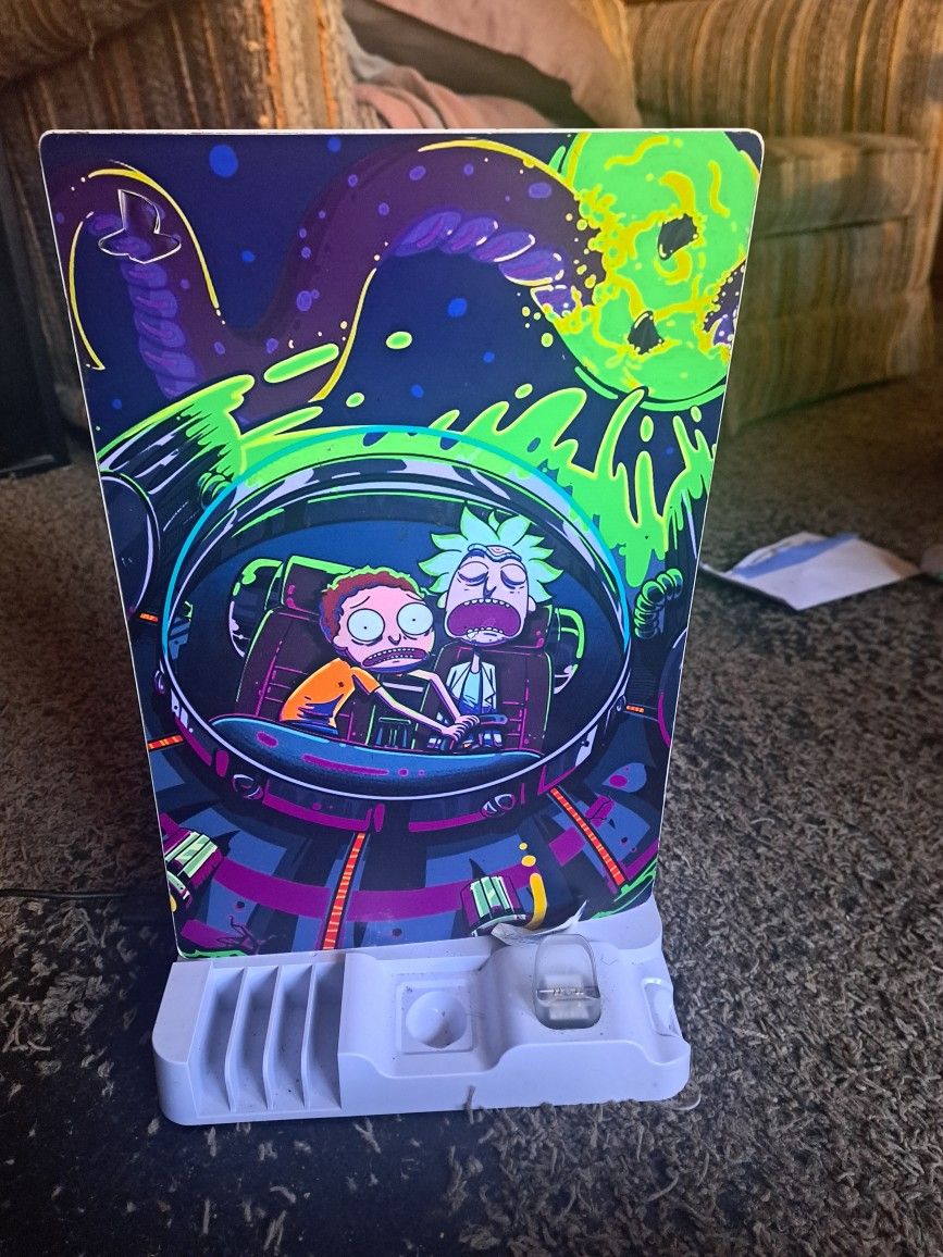 Playstation 5 Disc Version Console White with Rick n Morty Skin.
