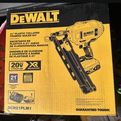 Dewalt Xr Brushless Framing Nail Gun With 5ah battery, charger, and bag