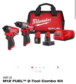Milwaukee M12 FUEL 2-Tool Combo Kit Driver & Drill 3497-22 – Brand New