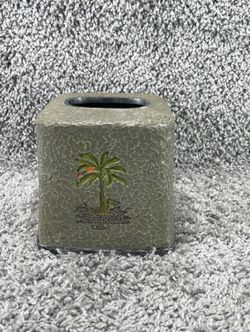 Palm Tree Tissue Box Cover Hand Painted Bathroom Home Decoration