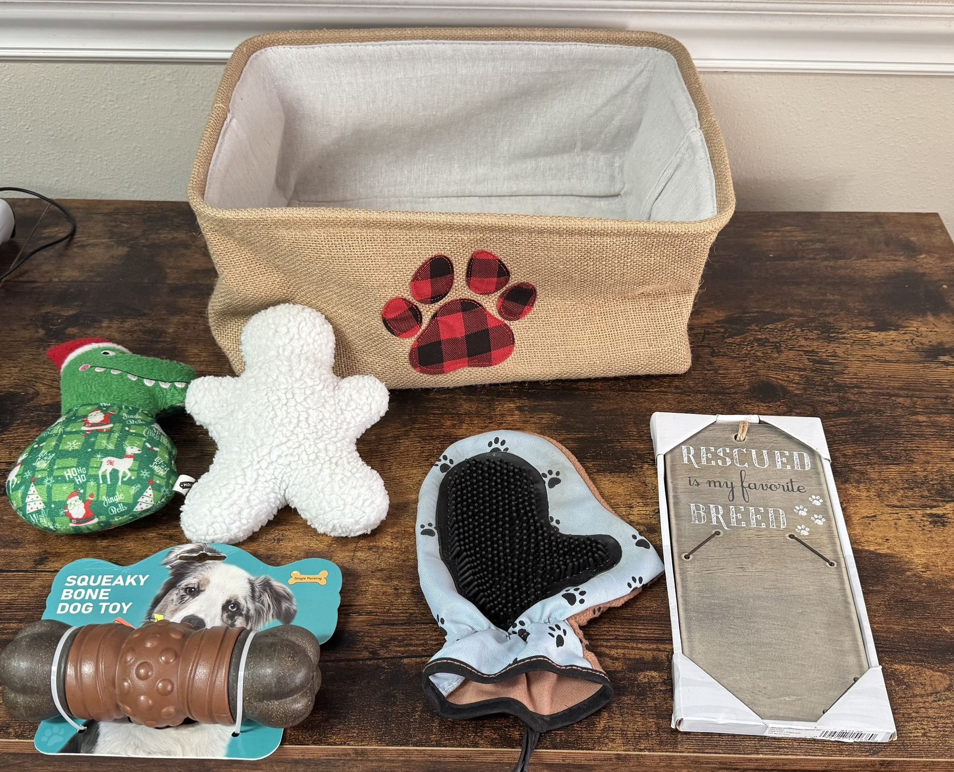Dog Pet Basket Toys and Grooming Glove $10 for All xox