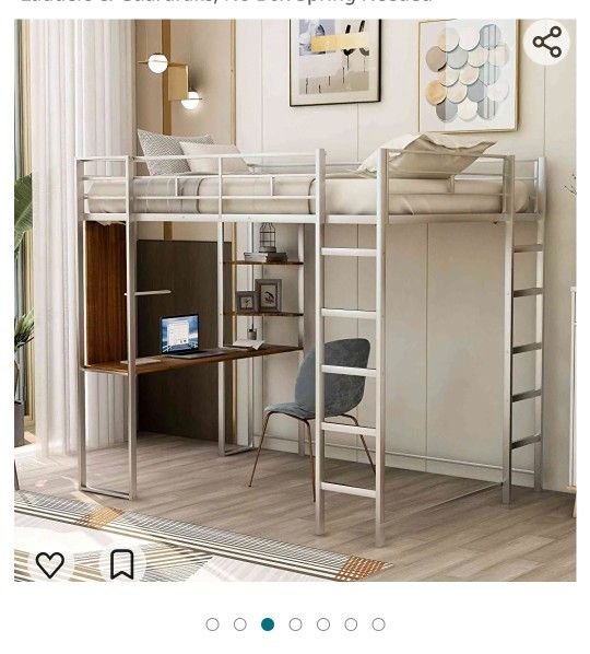 FULL SIZE LOFT BED W/DESK AND SHELVES