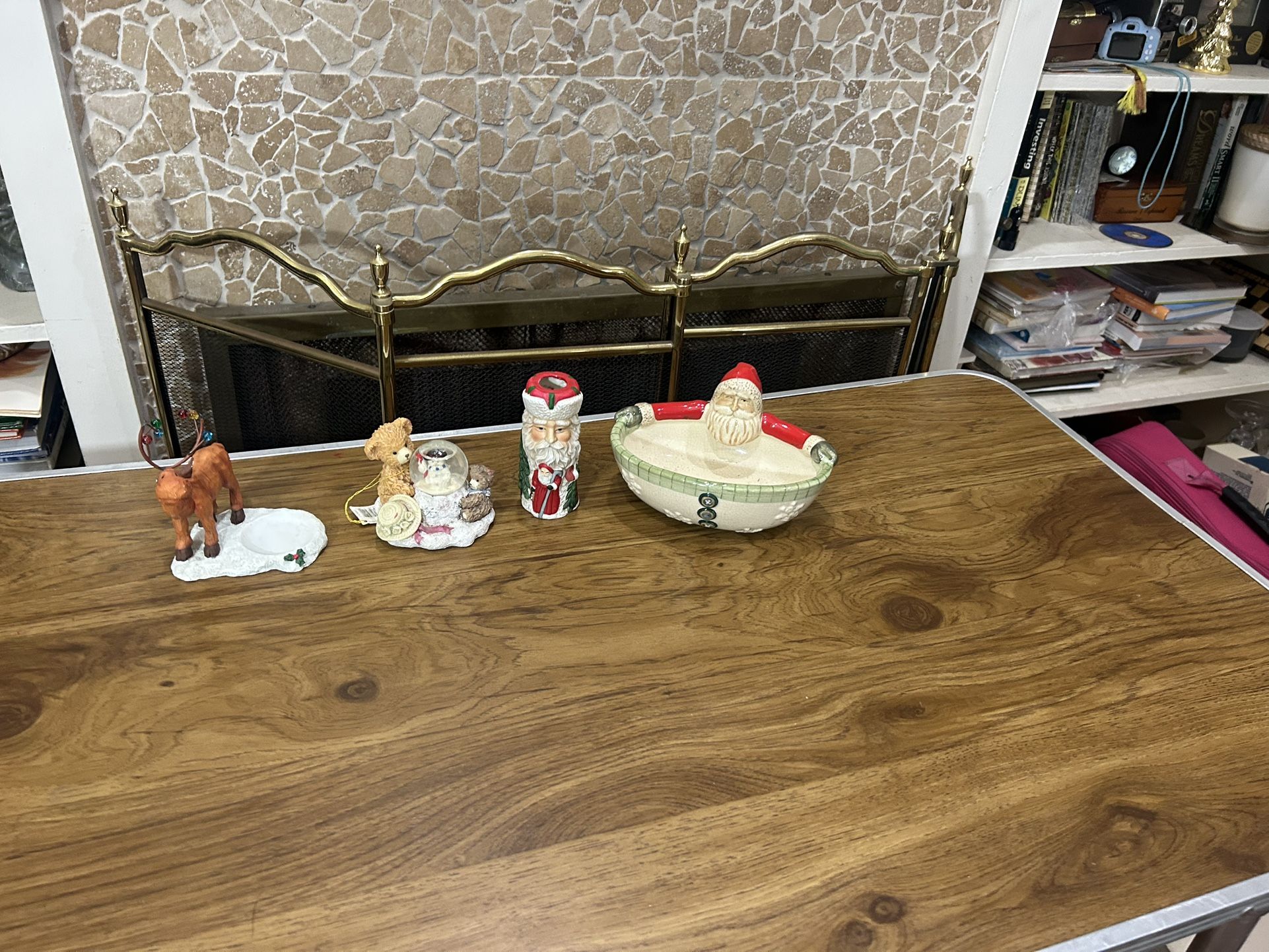 $5 for all christmas decor candy dish, mini snowglobe candle holders