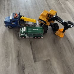 2 Trucks And Digger Toys 