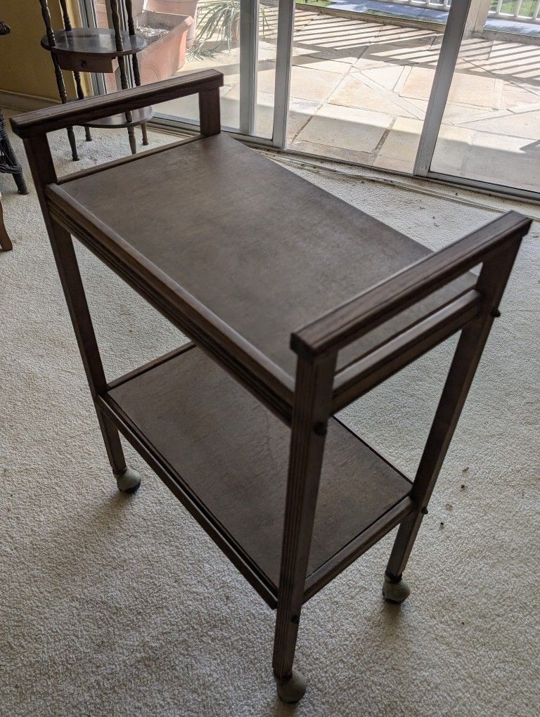 Rolling Wooden Antique Boho Bar Cart
