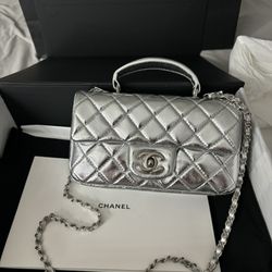 Chanel Top Handle Leather Hand Bag 