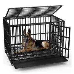 38 inch Heavy Duty Indestructible Metal Dog Crate 