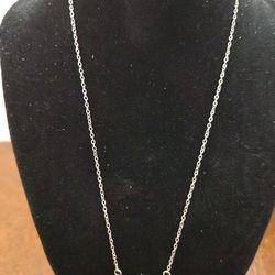 Solid Sterling Silver Cable Link Necklace With Moissanite Gemstones Angel Wings
