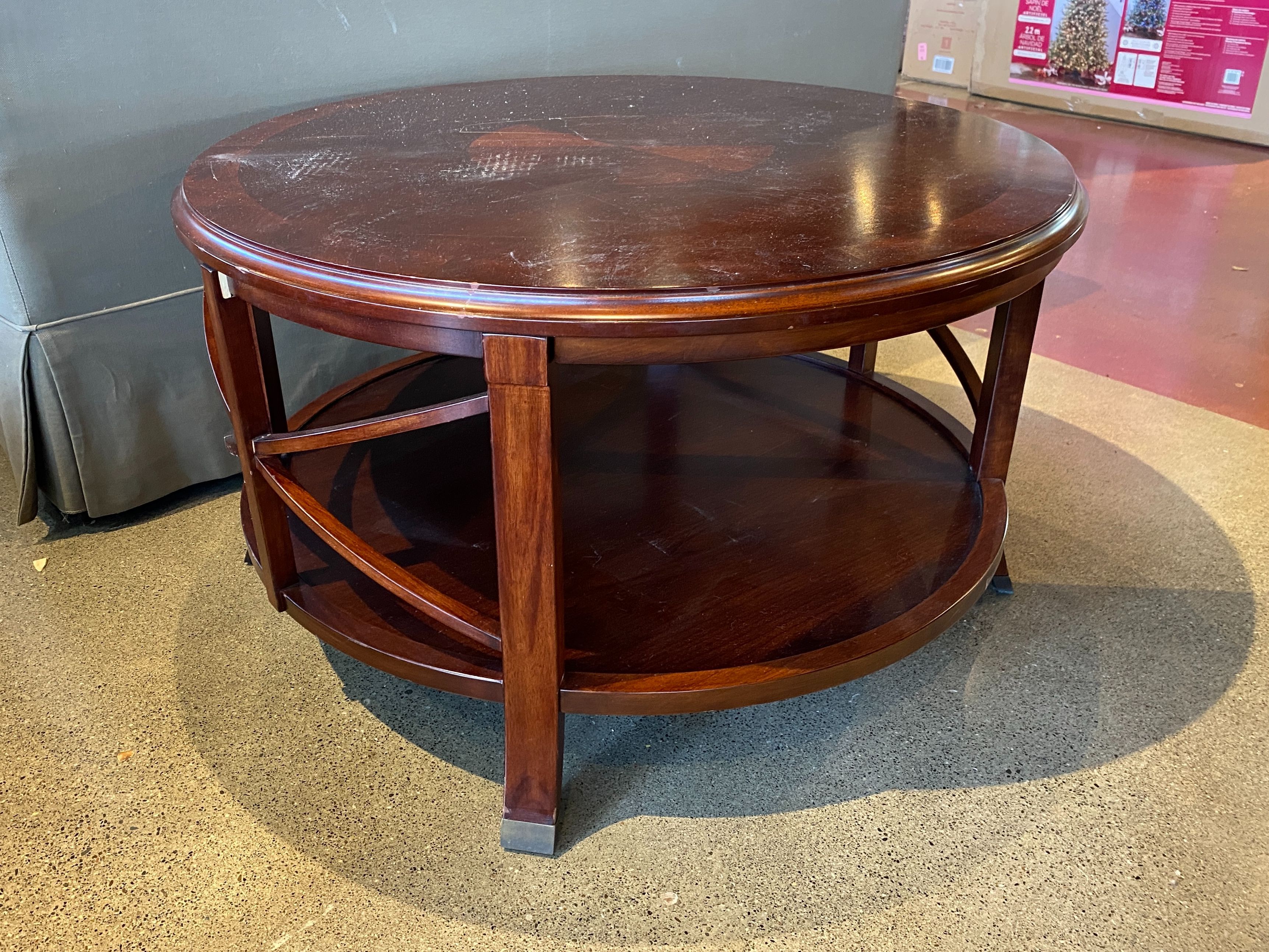 Round X-Side Warm Tone Coffee Table