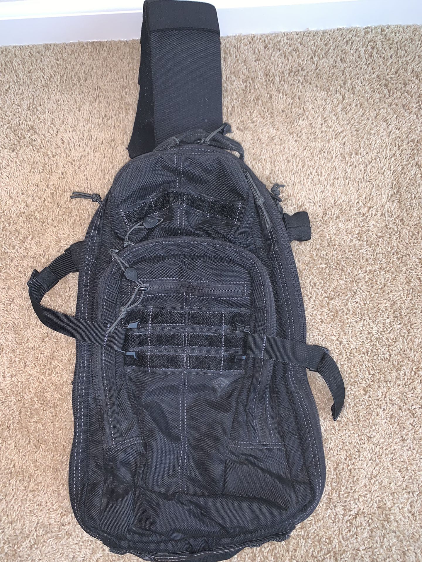 First Tactical Crosshatch Black Tactical Nylon Sling Pack