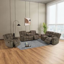 3PC Brown Sofa & Loveseat + FREE Recliner Chair