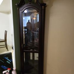 heavy wood curio cabinet glass broken inside 