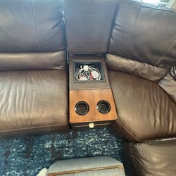 La-Z-Boy Leather Sectional Recliner w/ Console + Ottoman