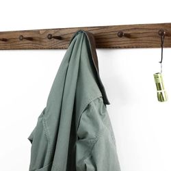 Solid Oak Shaker Peg Horizontal Wall Mount Coat Hat Purse Keys Rack - 72"W x 4"H x 3/4"D with 12 Pegs