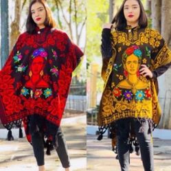 Embroidered Mexican Frida Ponchos✨