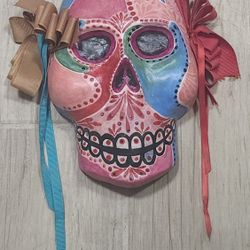 Awesome Vtg Handmade Day Of The Dead Ceramic Mask