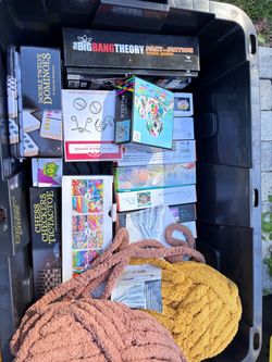 Mixed Lot of Board Games, Puzzles, and Yarn