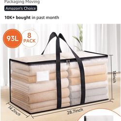 8 LIKE NEW--VERY LARGE, CLEAR, MOVING OR STORAGE BAGS