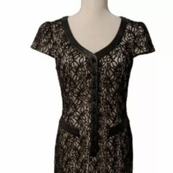 Moda International Lace Dress Leather Trim 