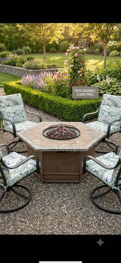 Vintage 5 pcs sets Pacipic bay brand  swevil chairs new cysion  furepit heavy