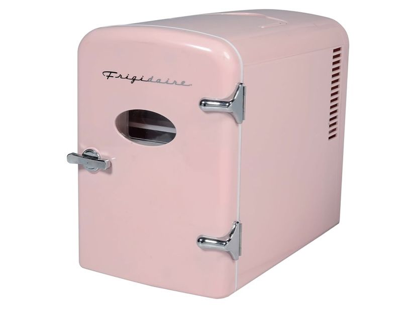 Frigidaire EFMIS 175-PINK Portable Mini Fridge-Retro Extra Large 9-Can Travel Compact Refrigerator, Pink, 5 Liters