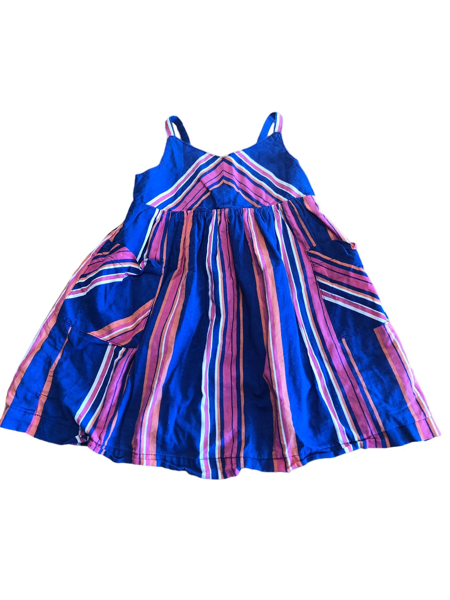 EUC 3T Old Navy 100% Cotton Pink & Blue Stripe Aline Dress w/ Pockets