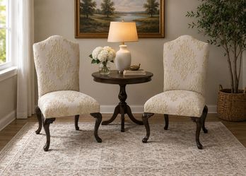 Ethan Allen Designer Upholstered Accent Chairs – Matching Pair – Excellent Condition- New with tags
