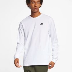NEW Nike Mens XL Sportswear Club Long-Sleeve T-Shirt - White (AR5193-100)