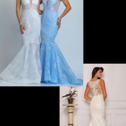 New With Tags Ice Blue Size 0 Dave & Johnny Formal Gown & Prom Gown $175
