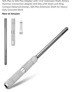 SDS Max to SDS Max Adapter with 12.6” Extension Shaft, Rotary Hammer Connection Adapter Drill Bits with Steel Lock Ring Compact Balanced Design, SDS M