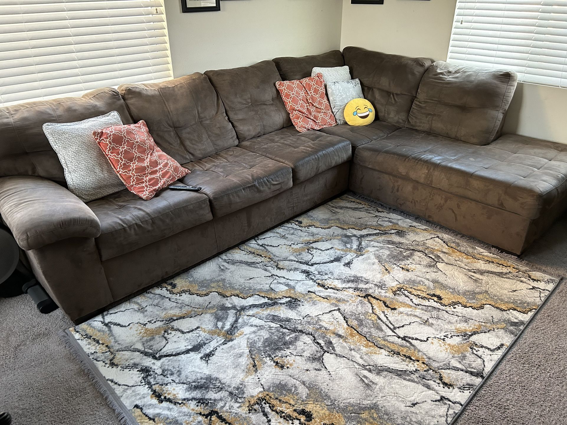 Large Brown Sectional Sofa - $90 (Firm)