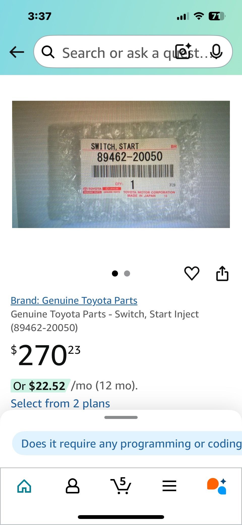 TRANSMITTER ASSY, 89070-60801 BI @ TOYOTA GENUINE PART