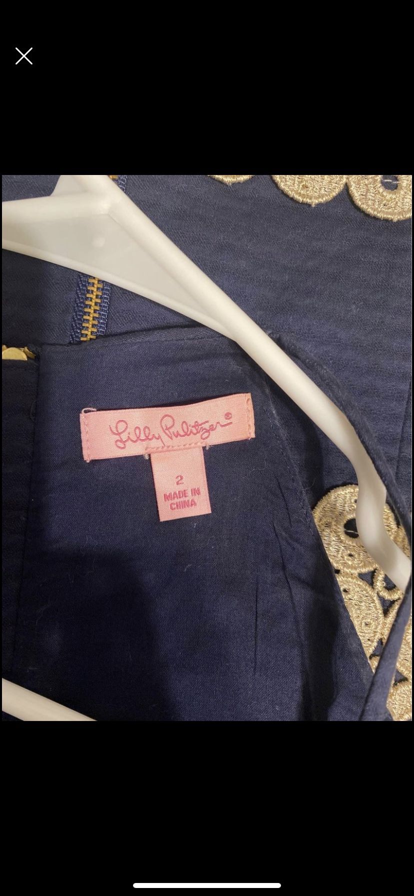 Lily Pulitzer 2 Navy Blue And Gold Annabelle Stripe Shift Dress