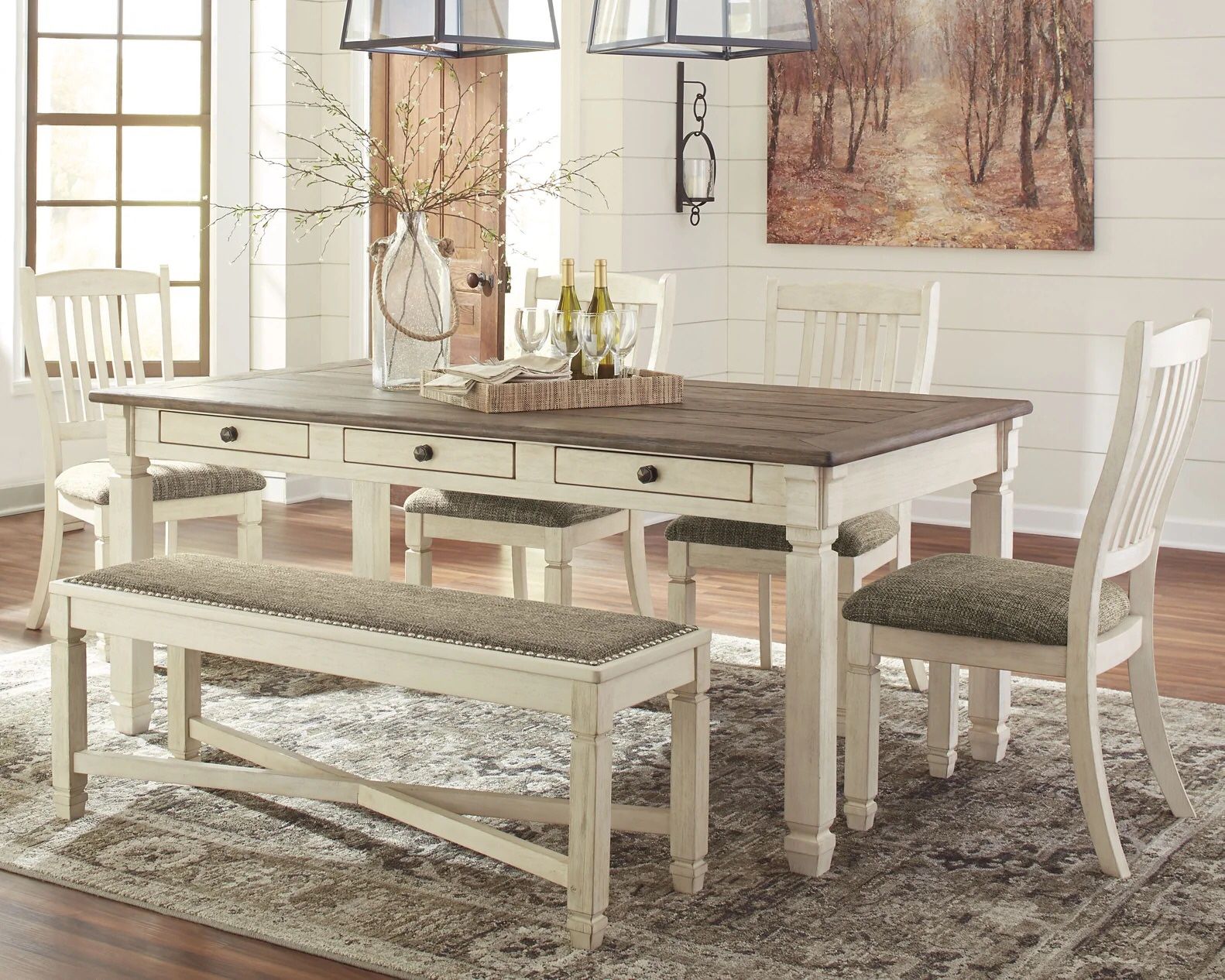 New Bolanburg Dining Table, 4 Chairs, & Bench