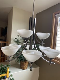 32” Chandelier Brushed Stainless Steel 9 Lights / 2 Tier