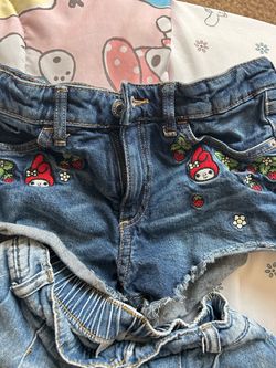 My Melody Embroidered Denim Shorts