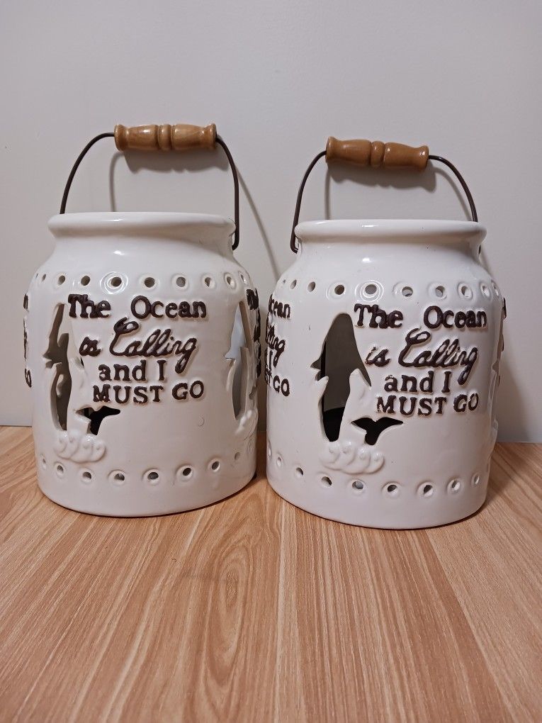 Ceramic Luminary White Candle Holder Home Decor $10.00 Each