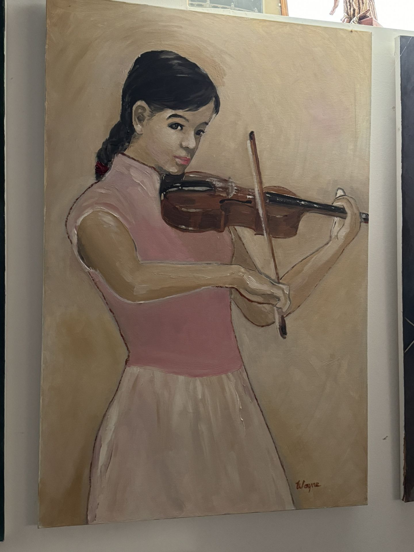Girl Playing Violin Painting