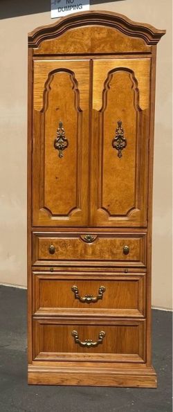Vintage Wood Armoire Cabinet with Drawers