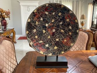 Large Round Mosaic Decorative Disc on Stand