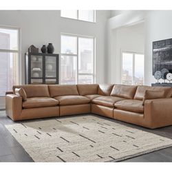 Emilia 5 Piece Leather Sectional 