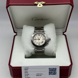 Cartier Pasha W31080M7 40mm Stainless Steel Bracelet Bezel Men's Watch