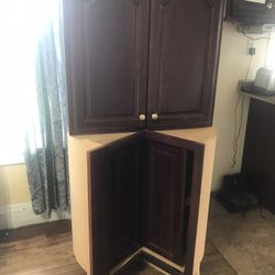Cherry Oak Lazy Susan and cabinet