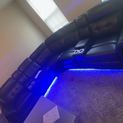 PREMIUM BLACK LEATHER RECLINING SECTIONAL LED LIGHTS BRAND NEW SAME DAY DELIVERY 