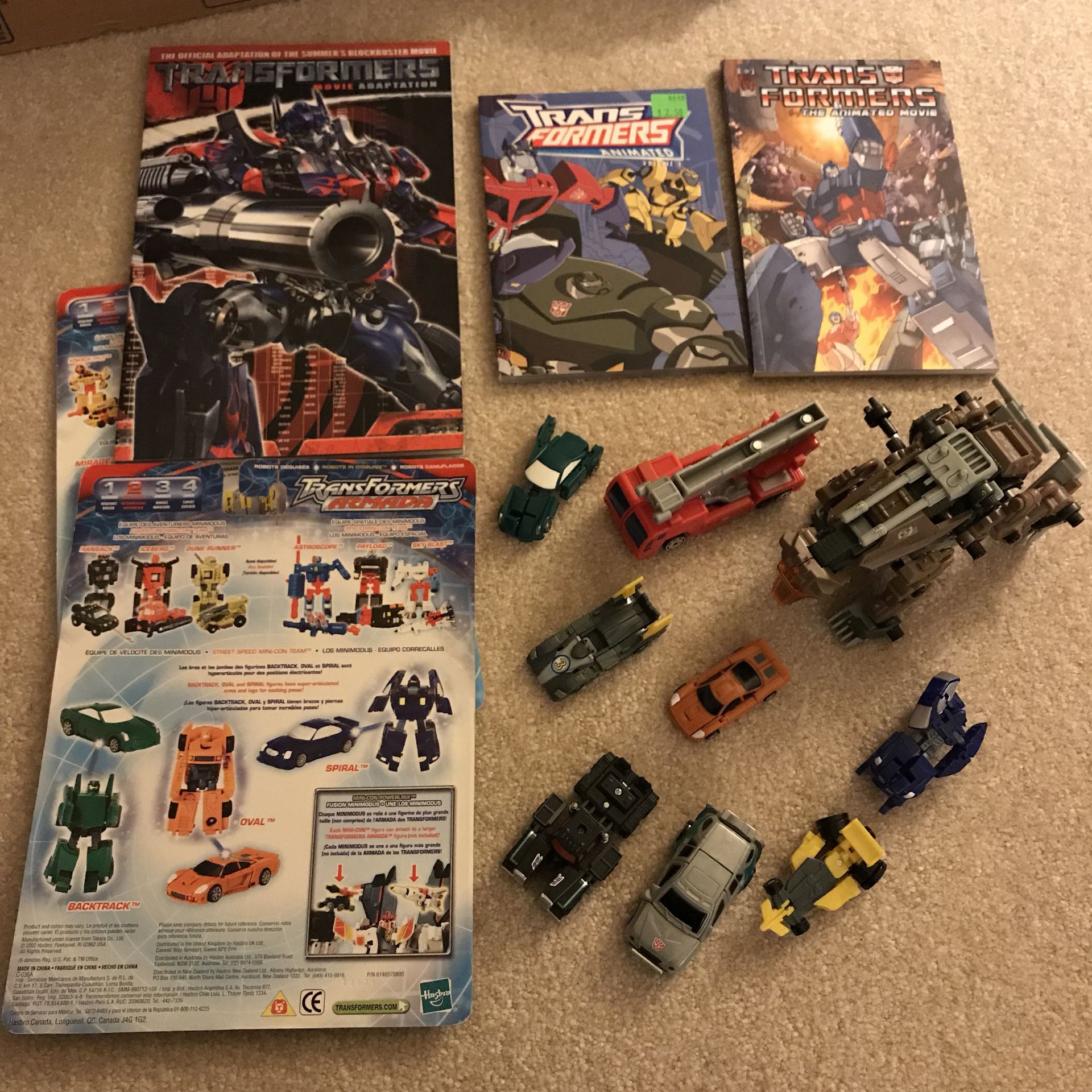 Transformers toys and novel books